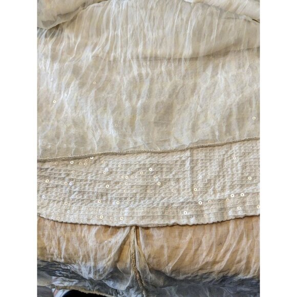 Elena Baldi Womens M Sleeveless Silk Top Round Neck Cream Double Layer Sequins - Picture 7 of 9